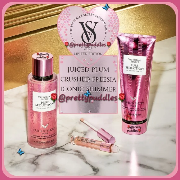 💎 3pc 🪽 VS 2024 Fashion Show Runway Shine Mist, Lotion & Lip Gloss Set 💎
